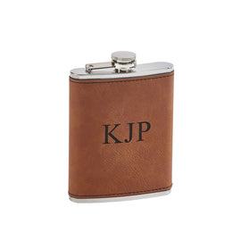 Leatherette Flask Caramel 8 Oz Cap