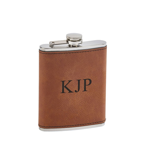 Leatherette Flask Caramel 8 Oz Cap