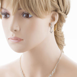 Crystal Rhinestone Bridal Necklace & Earrings Set – Link Design