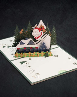 Big Santa in Sleigh 3-D Greeting Card