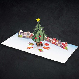 Christmas Tree in Town 3-D Greeting Card