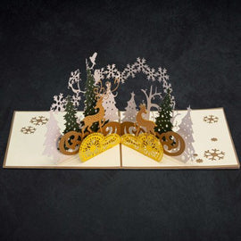 Yellow Reindeer 3-D Greeting Card