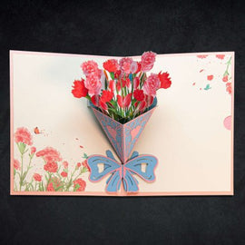 Red and Pink Floral Bouquet 3-D Greeting Card