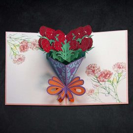 Red Floral Bouquet 3-D Greeting Card