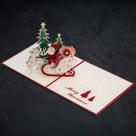 Santa and Sleigh 3-D Greeting Card