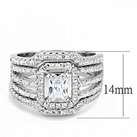 Rhodium Brass Ring with AAA Grade Clear CZ