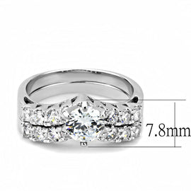 Rhodium Plated Bridal Ring Set with AAA Grade CZ Stones – Double Band with Solitary Centerpiece