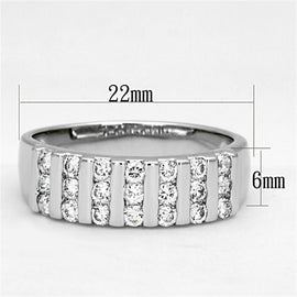 Modern Rhodium Plated Brass Ring with AAA Grade Clear CZ – Sleek Band Design, 3.50g