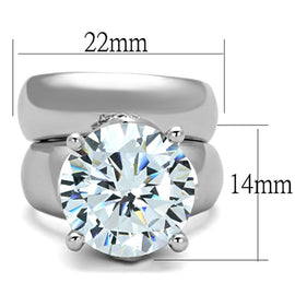 Bold Rhodium Plated Brass Ring with AAA Grade Clear CZ – Oversized 14mm Center Stone, 16g