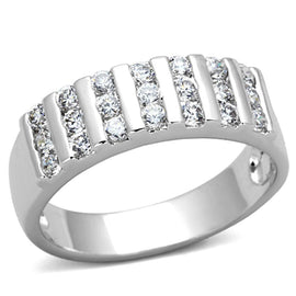 Modern Rhodium Plated Brass Ring with AAA Grade Clear CZ – Sleek Band Design, 3.50g