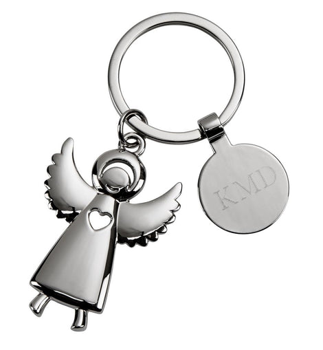 Standing Angel Keychain with Engraving Tag, 3.5