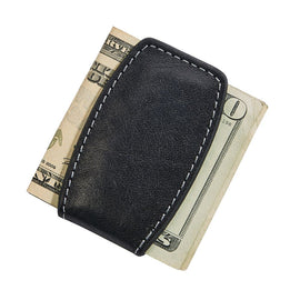 Black Leather Money Clip