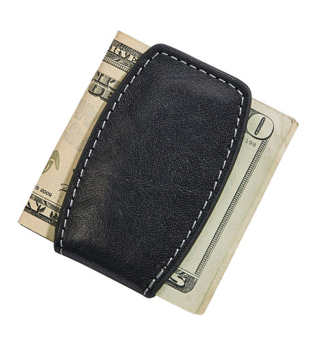 Black Leather Money Clip