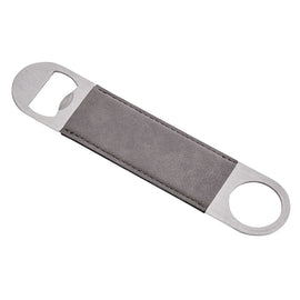 Grey Leatherette Stainless Steel Bottle Opener - 7" x 1.5"