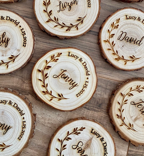 Custom Wood Slice Wedding Favors