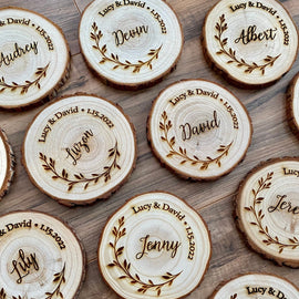 Custom Wood Slice Wedding Favors