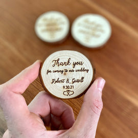 Custom Engraved Wood Slice Wedding Favor