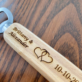 Engraved Wood Bottle Opener Wedding Favors