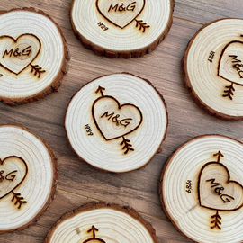 Custom Wood Slice Wedding Favors