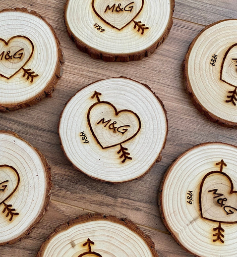 Custom Wood Slice Wedding Favors