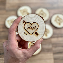 Custom Wood Slice Wedding Favors