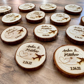 Custom Wood Slice Wedding Favor or Save The Date