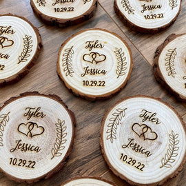 Custom Wood Slice Wedding Favors