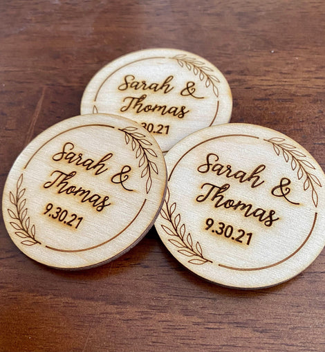 Custom Engraved Wood Wedding Favor or Save The Date