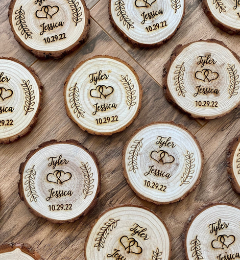 Custom Wood Slice Wedding Favors