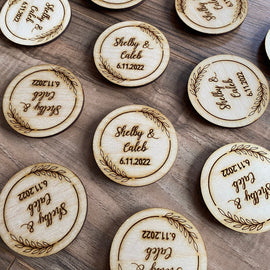 Custom Engraved Wood Wedding Favor or Save The Date