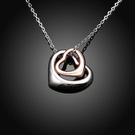 Classic 2 PC Heart Necklace 18"