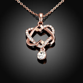 Intertwined Duo Hearts  Elements Necklace in 14K Gold