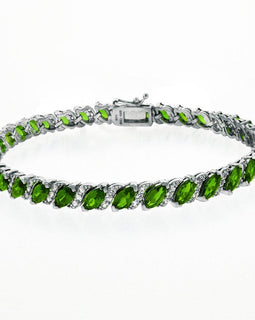 20.00 CT Genuine Emerald Vine Bracelet with Crystal Embellishments in 18K White Gold Plated