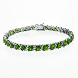 20.00 CT Genuine Emerald Vine Bracelet Embellished with  Crystals in