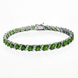 20.00 CT Genuine Emerald Vine Bracelet with Crystal Embellishments in 18K White Gold Plated