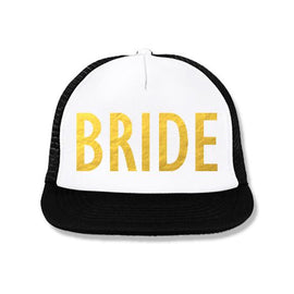 BRIDE Snapback Trucker Hat White with Gold Foil