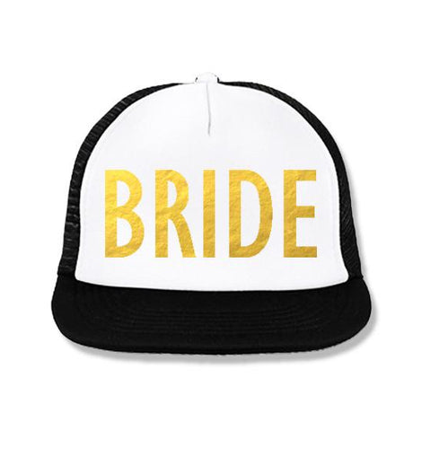 BRIDE Snapback Trucker Hat White with Gold Foil