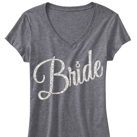 Bride Glitter Cursive V-Neck Shirt