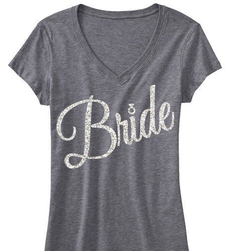 Bride Glitter Cursive V-Neck Shirt