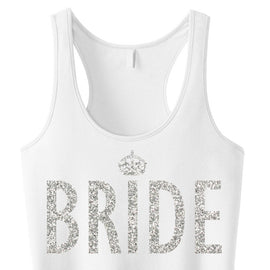 Bride Glitter Tank Top – White