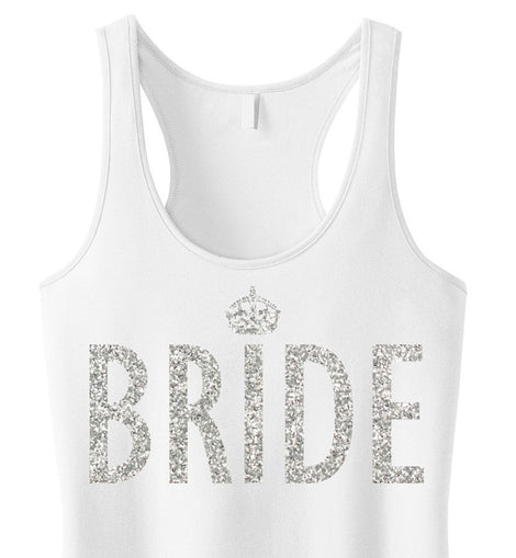 Bride Glitter Tank Top – White