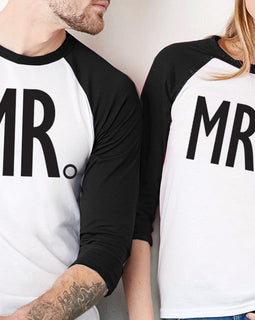 MRS Bride Shirt & MR Groom Baseball Tees Set -