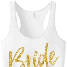 BRIDE Gold Glitter Script Tank Top