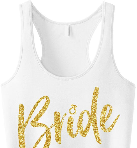 BRIDE Gold Glitter Script Tank Top