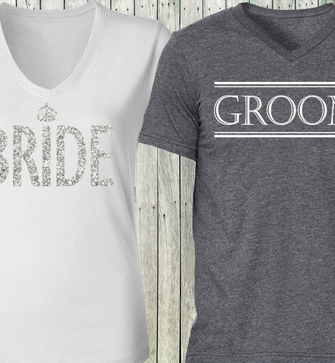 White Bride Shirt + Gray Groom Shirt SPECIAL DEAL