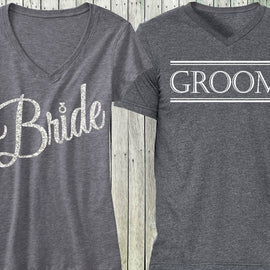 Gray Script Bride Shirt + Gray Groom Shirt SPECIAL