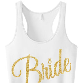 BRIDE Gold Glitter Cursive Tank Top