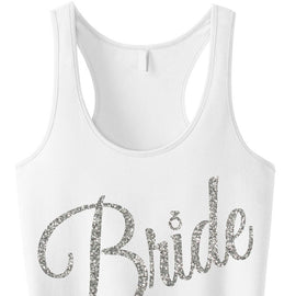 BRIDE Silver Glitter Cursive Tank Top