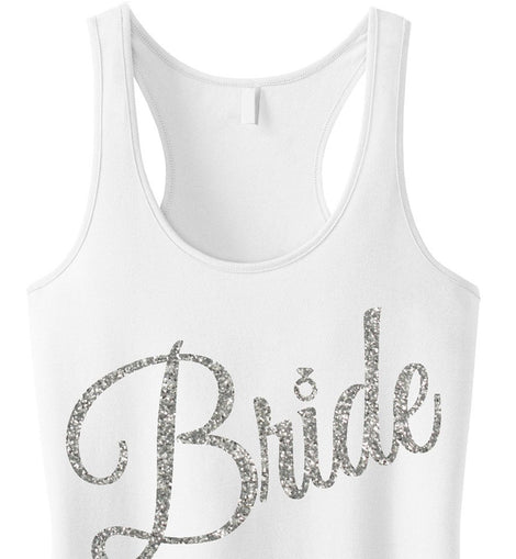 BRIDE Silver Glitter Cursive Tank Top