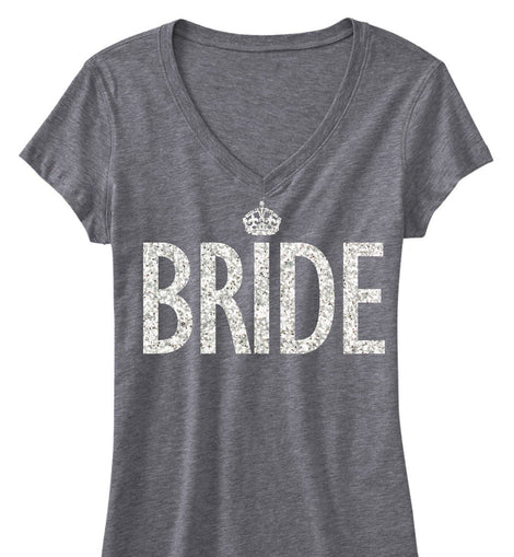 BRIDE GLITTER SHIRT Gray V-neck